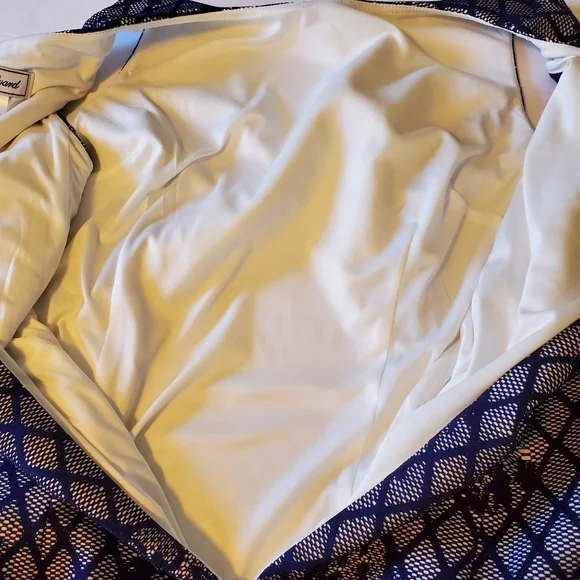 NWOT J Howard Sleevless White Dress with Blue Lace Overlay Sz16 - Picture 10 of 17